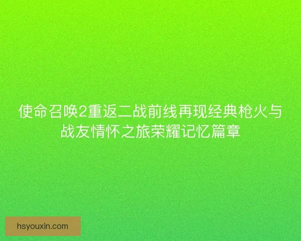 使命召唤2重返二战前线再现经典枪火与战友情怀之旅荣耀记忆篇章